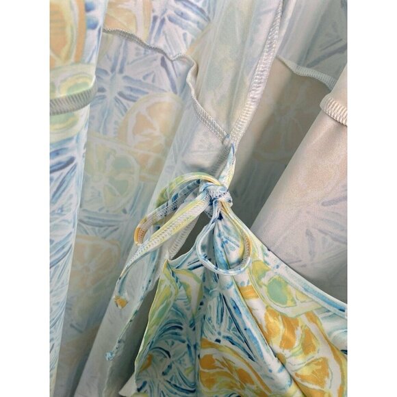 Lands' End Citrus Lemon Lime Women's 3X Ruffle Hem Wrap Sun Dress Swim Coverup - Picture 10 of 15